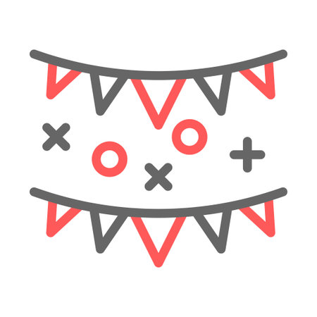 Party flags garland decoration. Concept of celebration, anniversary, and event.のイラスト素材