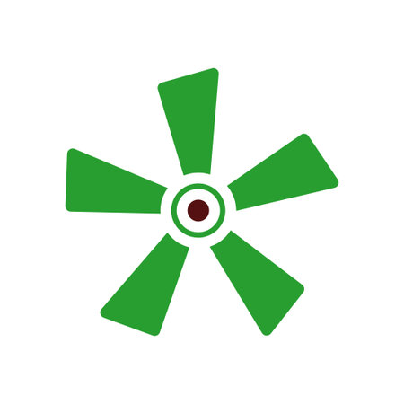 Green fan icon. Concept of ecology, sustainability, and clean energy.のイラスト素材