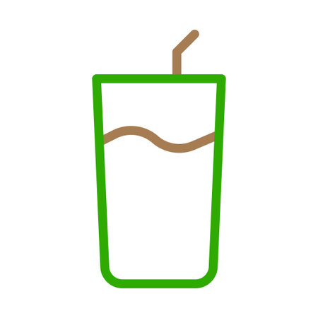 Beverage in glass with straw. Concept of drinking, refreshment, and hydration.のイラスト素材