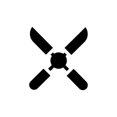 Ceiling fan icon silhouette. Concept of ventilation, cooling, and air circulation.のイラスト素材