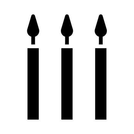 Three black candles silhouette. Concept of celebration, birthday, and anniversary.のイラスト素材