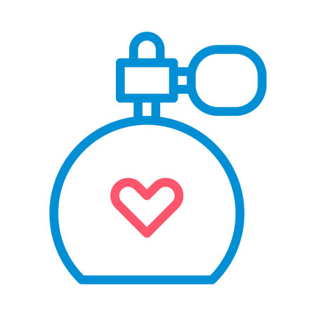Perfume bottle with heart icon. Concept of love, romance, and fragrance.のイラスト素材