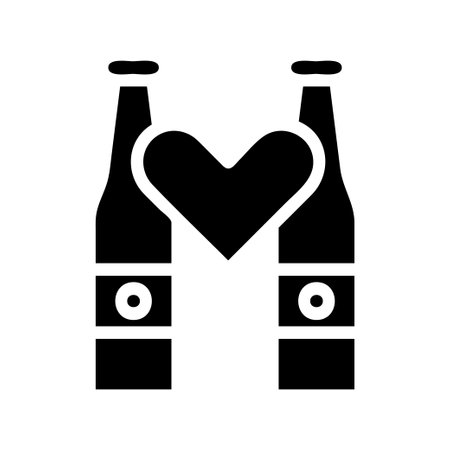 Beer Bottle Love Icon. Concept of celebration, romance, and affection.のイラスト素材