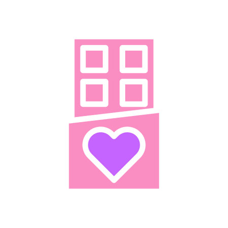 Pink chocolate bar with heart. Sweet treat, love, Valentine's Day.