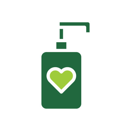 Hand Soap Dispenser with Heart Icon. Concept of Hygiene and Care.のイラスト素材