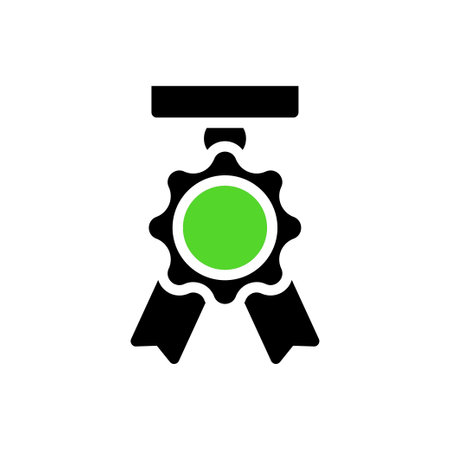Award Icon, Achievement Medal, Green Medallionのイラスト素材