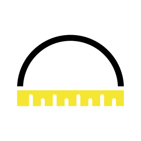 Protractor icon. Concept of measurement, geometry, and education.のイラスト素材