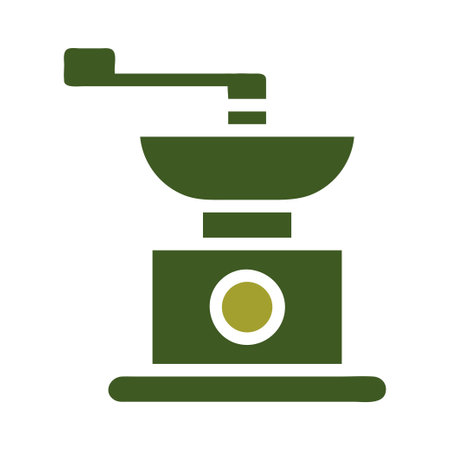 Vintage manual coffee grinder. Concept of coffee brewing, grinding, and preparation.のイラスト素材