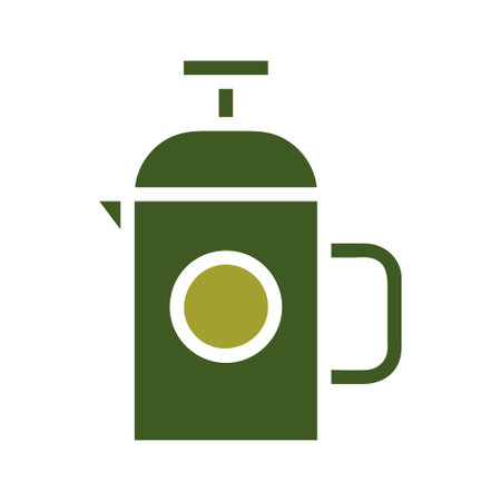 French Press Coffee Maker Icon. Concept of brewing coffee, cafe, and beverage.のイラスト素材