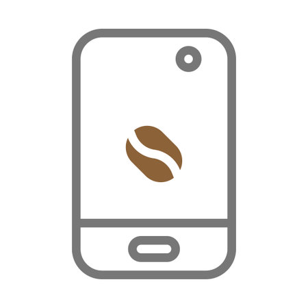Mobile phone with coffee bean icon. Concept of mobile coffee order, app, or online coffee shop.のイラスト素材