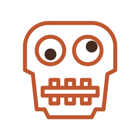 Funny skull emoticon.  Cartoon skull with surprised expression.のイラスト素材