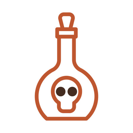 Poison bottle icon with skull. Concept of danger, potion, and witchcraft.のイラスト素材