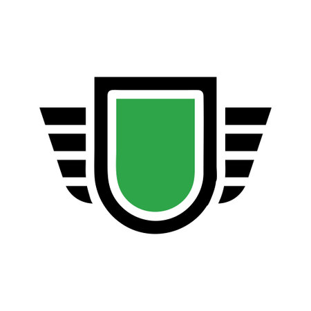 Green Shield with Wings, Abstract Logo Designのイラスト素材