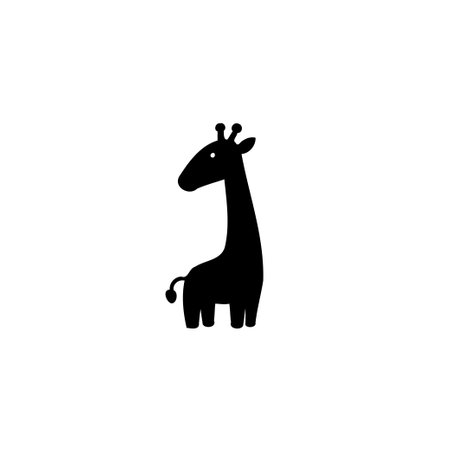 Cute giraffe silhouette. Simple animal illustration for kids.のイラスト素材
