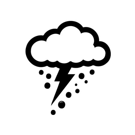Stormy weather icon. Cloud with lightning and snow. Concept of bad weather, storm, and precipitation.のイラスト素材