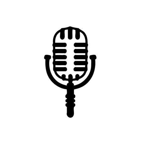 Vintage Microphone Icon. Concept of podcast, radio, and audio recording.のイラスト素材