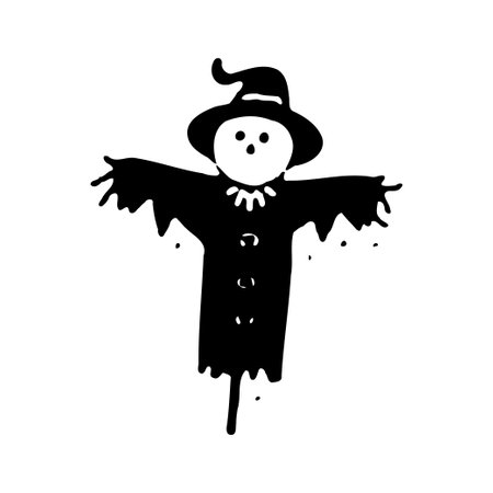 A spooky black and white scarecrow illustration perfect for Halloween designsのイラスト素材