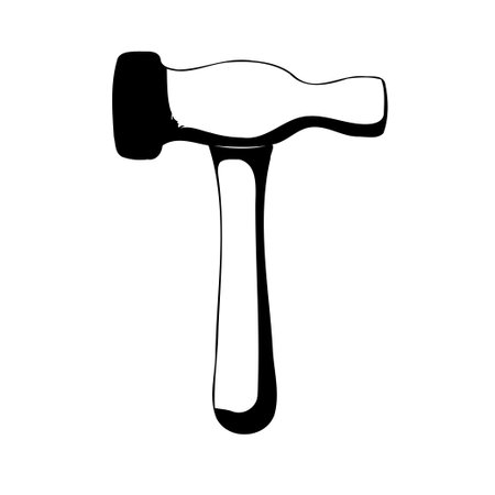 A monochrome vector image of a hammer, perfect for construction or DIY project.のイラスト素材