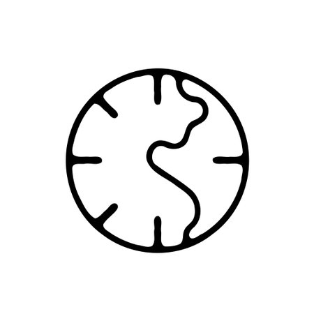 A hand-drawn outline of the Earth, simple black and white vector illustrationのイラスト素材