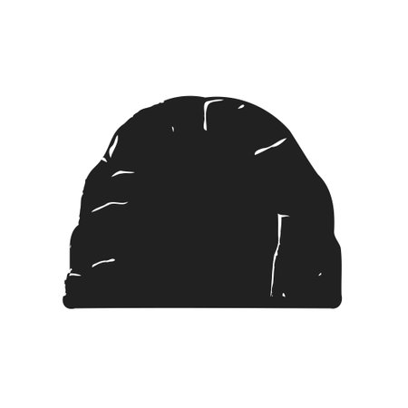 A black vector silhouette illustration of a single rock element isolated on a white background, for graphic design.のイラスト素材