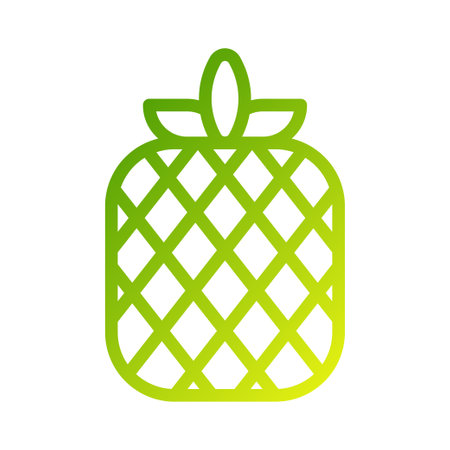 A green gradient pineapple icon with a grid pattern and leaves at the top, isolated on a white background.のイラスト素材