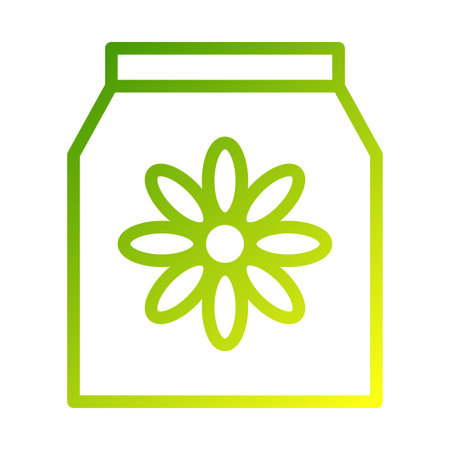 A green gradient bag with a stylized flower icon. This vector graphic is simple and modern.のイラスト素材
