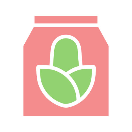 A simple illustration of a pink bag with a green corn symbol on it.のイラスト素材