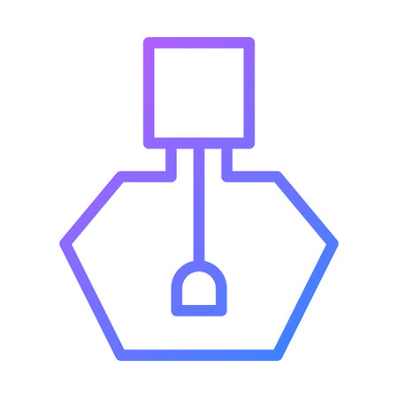A minimalist icon of a gradient nail polish bottle with a brush on a white background.のイラスト素材