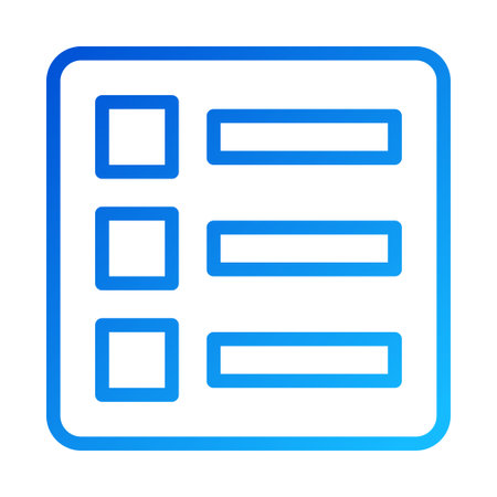 A blue checklist icon with three checkboxes and lines inside a rounded rectangle.のイラスト素材