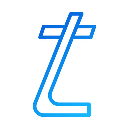 A blue gradient stylized cross with an L shape logo or symbol on a white background.のイラスト素材