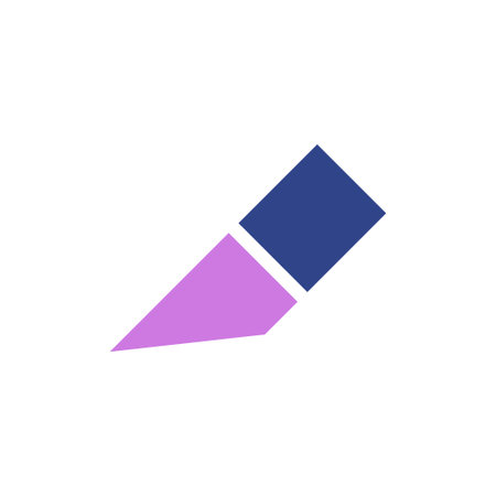 A stylized eraser icon with a blue square and a purple triangle, isolated on a white background.のイラスト素材