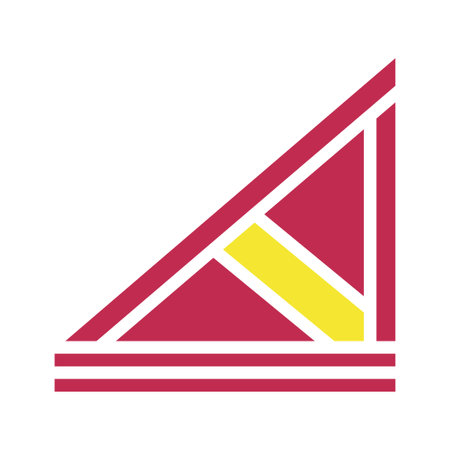 Abstract geometric design featuring red and yellow shapes.  A modern and minimalist composition with bold lines and a vibrant color scheme.のイラスト素材