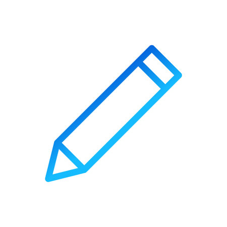 A simple blue gradient outline pencil icon on a white background, perfect for graphic design use.のイラスト素材