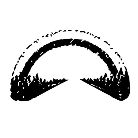 This is a simple yet unique graphic of an abstract shape, featuring a design of black arches on a white background.のイラスト素材