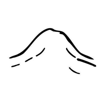 A minimalist sketch of a mountain, using black lines against a white background, simple design.のイラスト素材