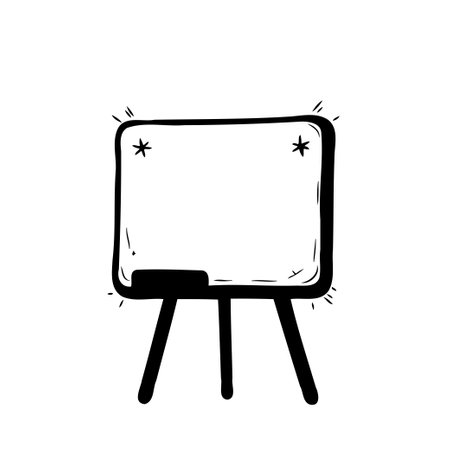 A simple black and white drawing of a whiteboard with an eraser.のイラスト素材