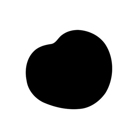 A black, irregular blob-like shape is presented against a plain white background.のイラスト素材