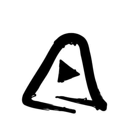 An abstract black letter A with a triangle graphic, hand-drawn style on white background.のイラスト素材