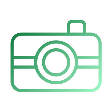 A green gradient camera icon with rounded edges and a simple design.