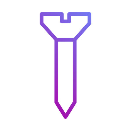 A gradient purple screw icon, a basic tool, depicted with a sharp point, is isolated on a white background.のイラスト素材