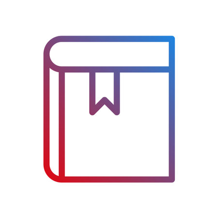 A gradient vector icon depicts a closed book with a bookmark hanging down from the top edge.のイラスト素材