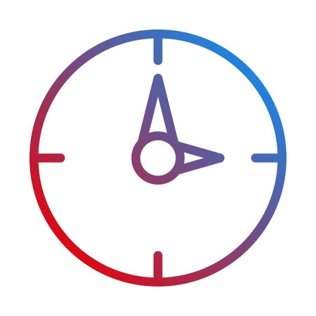 A gradient colored clock icon in a simple style isolated on a white background.