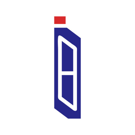 A simple stylized graphic of a container with a red cap, outlined in blue and whiteのイラスト素材