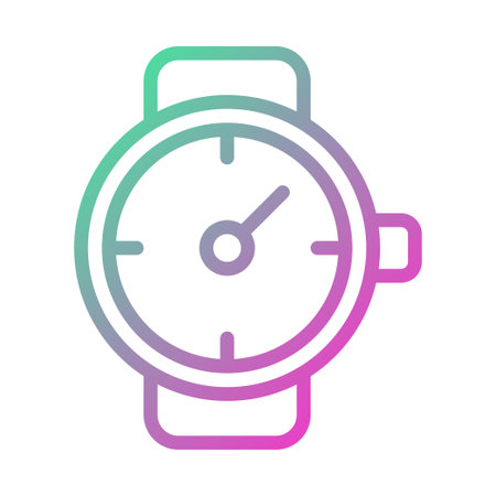 A gradient outline of a wristwatch, with a minimalist design and clean lines.のイラスト素材