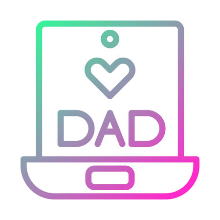 A gradient icon of a heart over the word 'dad' on a phone icon, for Father's Day.のイラスト素材