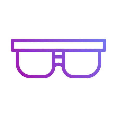 A minimalist illustration of purple gradient glasses icon on a white background.のイラスト素材
