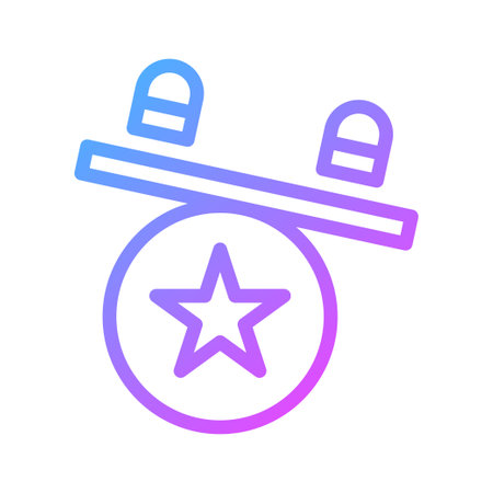 A stylized gradient icon of a seesaw. Features a star inside a circle.のイラスト素材
