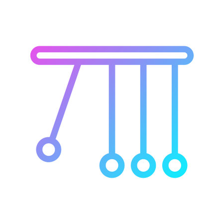 Colorful Newton's cradle illustration. Perfect for science, education, or physics-related designs. Demonstrates concepts of momentum and energy transfer.のイラスト素材