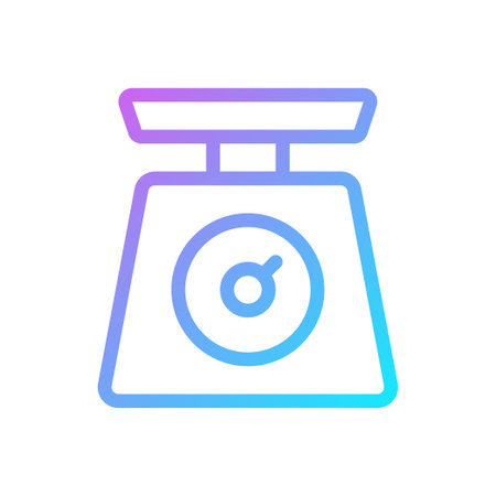 Gradient outline icon of a balance scale.  Vector symbol.のイラスト素材