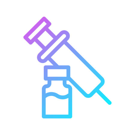 An illustration of a syringe and vaccine vial, represents medical treatment, vaccinations, and healthcare, suitable for websites, banners and presentations.のイラスト素材